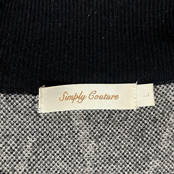 Simply Couture Monochrome Long Knit Sweater Duster Cardigan Boho Chic Size Large - Picture 10 of 11